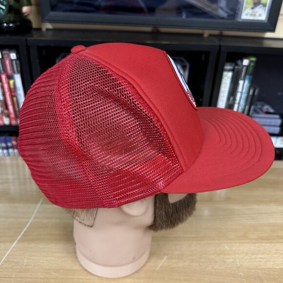 Vintage 1986 Statue Of Liberty NY USA 100 Year Trucker Hat Snapback Dad Cap Red - Picture 3 of 6